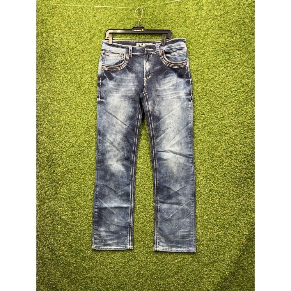 Affliction Ace Jeans Mens 33 Dark Wash Denim Blue Straight Leg Flap Pockets
